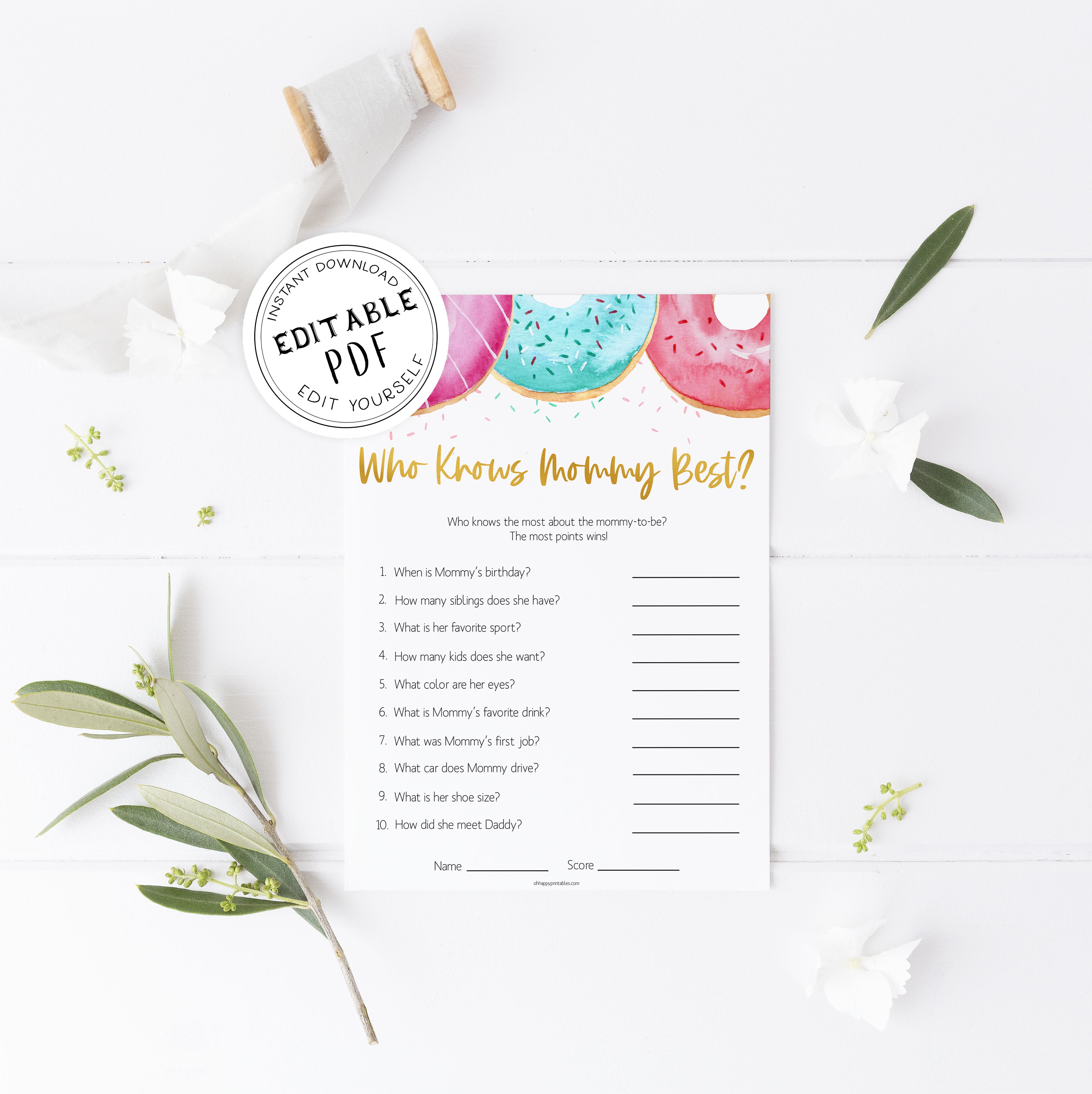 editable baby games, who knows mommy best game, Printable baby shower games, donut baby games, baby shower games, fun baby shower ideas, top baby shower ideas, donut sprinkles baby shower, baby shower games, fun donut baby shower ideas