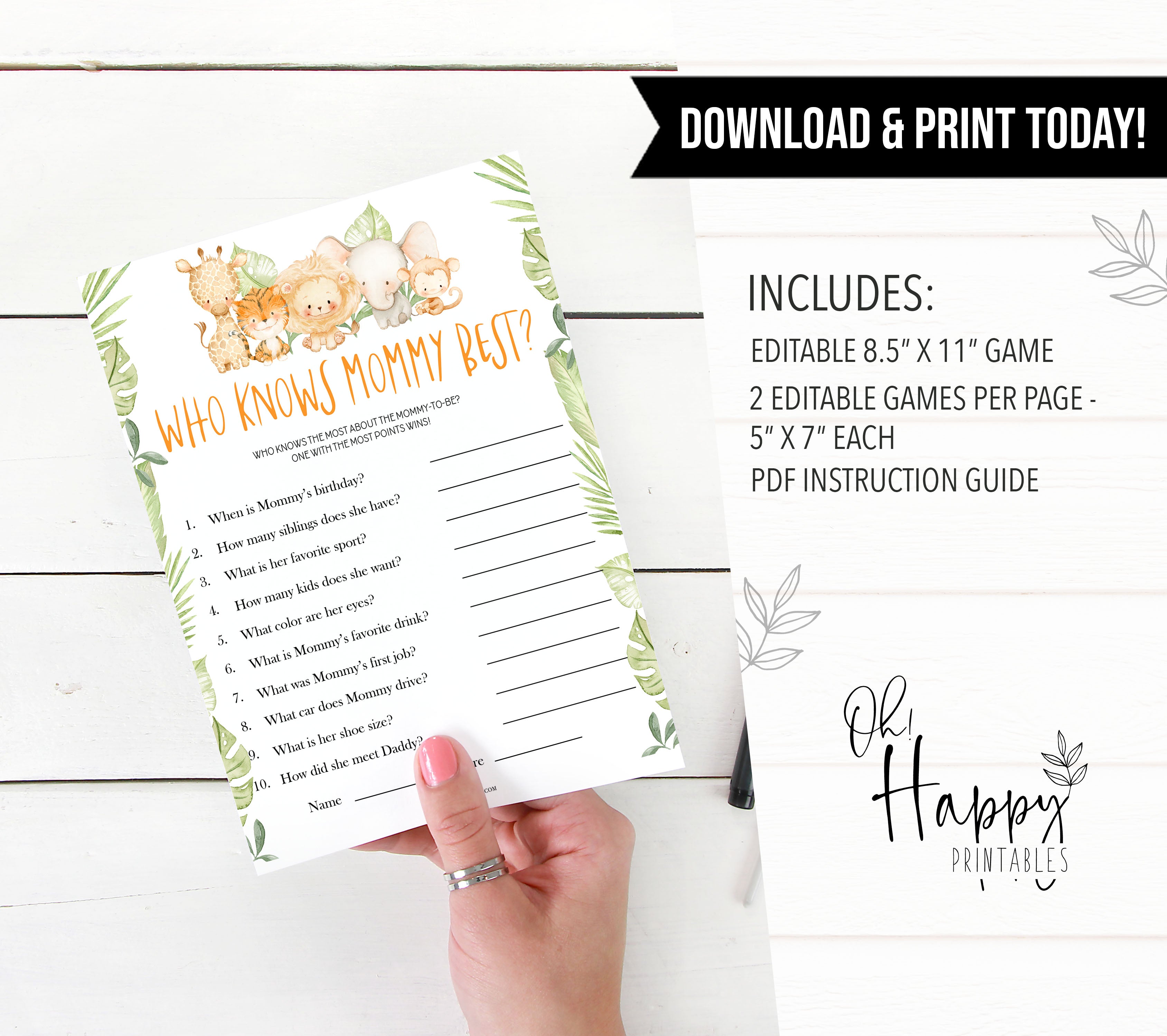 editable who knows mommy best game, Printable baby shower games, safari animals baby games, baby shower games, fun baby shower ideas, top baby shower ideas, safari animals baby shower, baby shower games, fun baby shower ideas