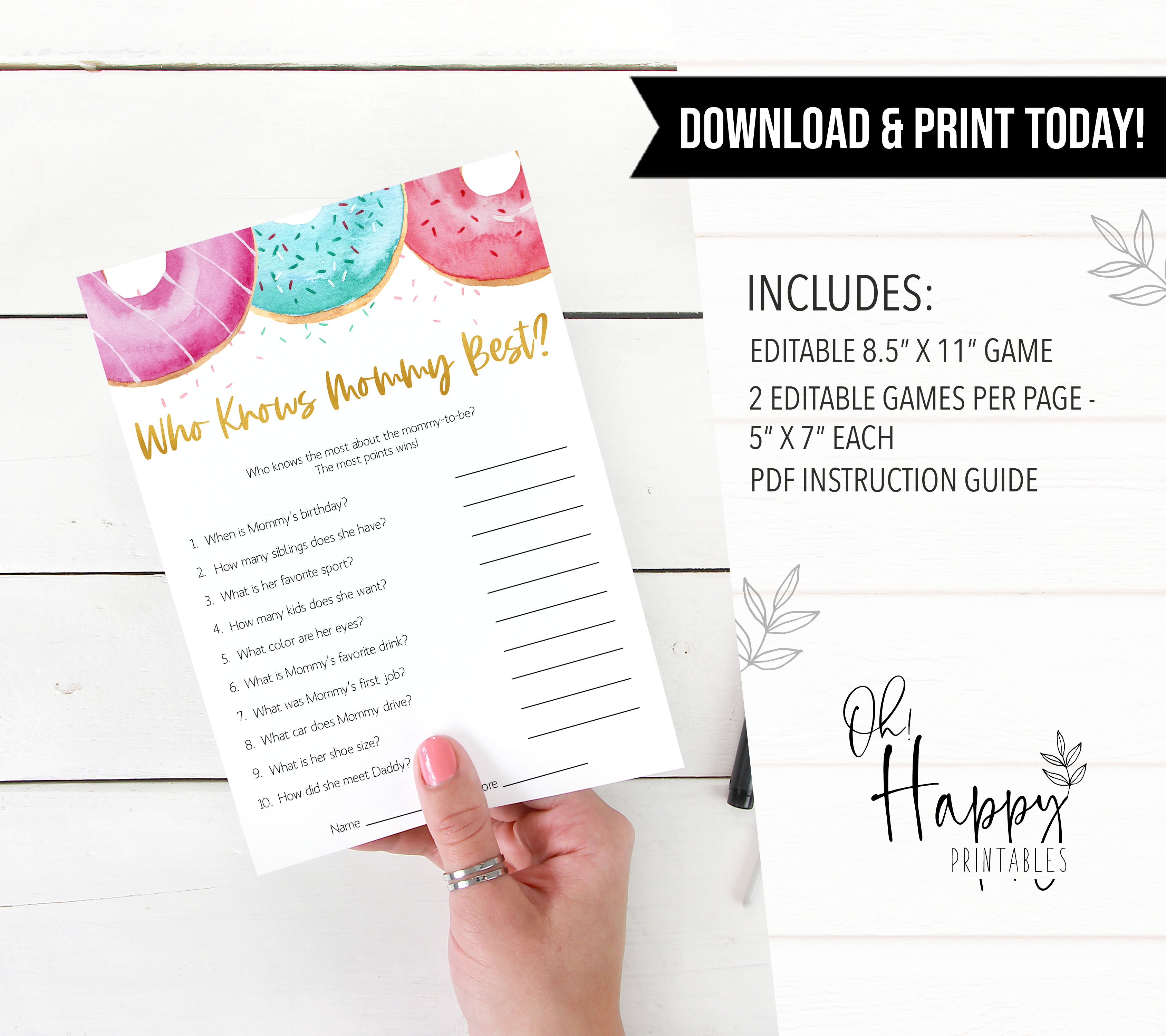 editable baby games, who knows mommy best game, Printable baby shower games, donut baby games, baby shower games, fun baby shower ideas, top baby shower ideas, donut sprinkles baby shower, baby shower games, fun donut baby shower ideas