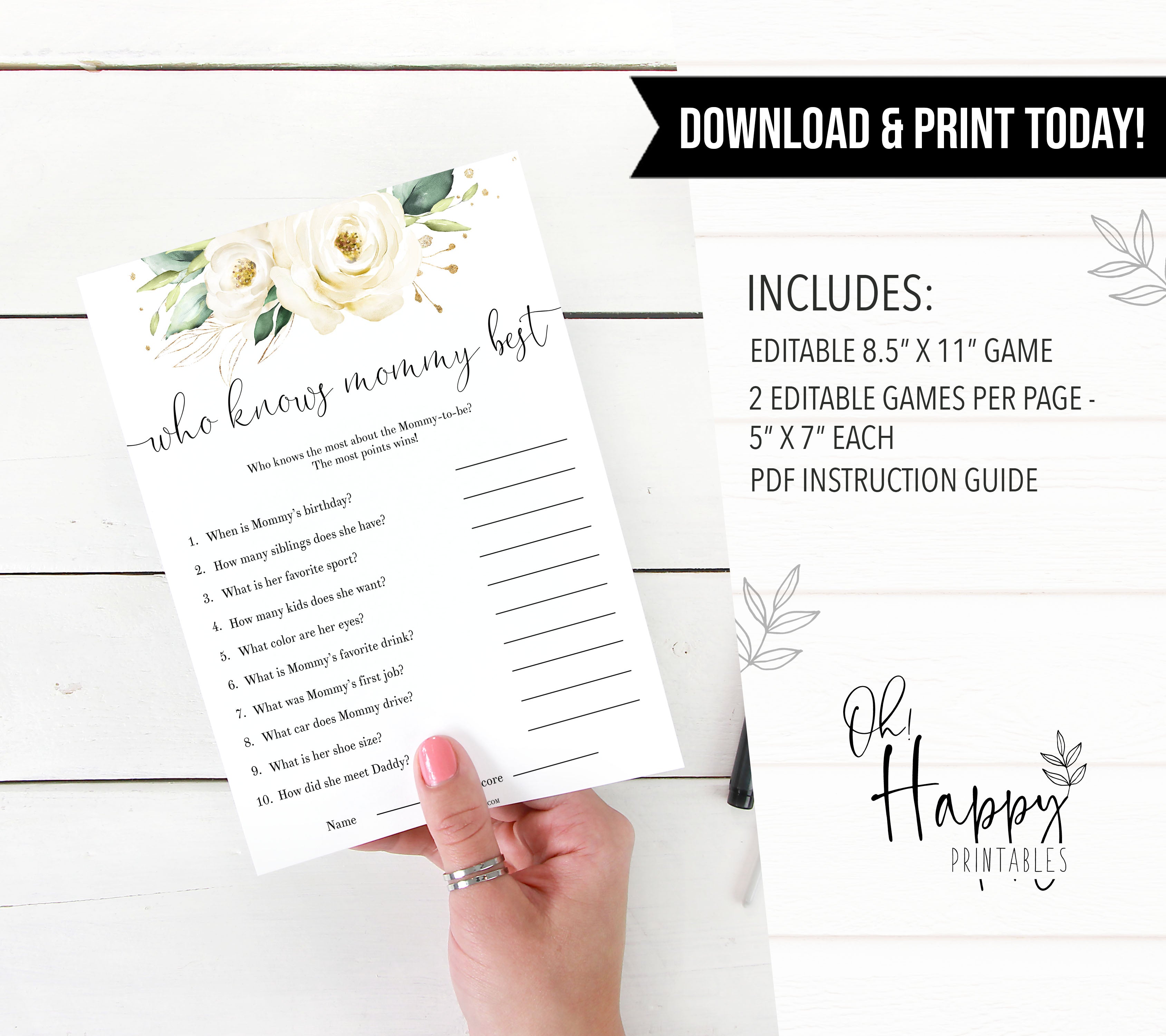 editable who knows mommy best game, Printable baby shower games, shite floral baby games, baby shower games, fun baby shower ideas, top baby shower ideas, floral baby shower, baby shower games, fun floral baby shower ideas