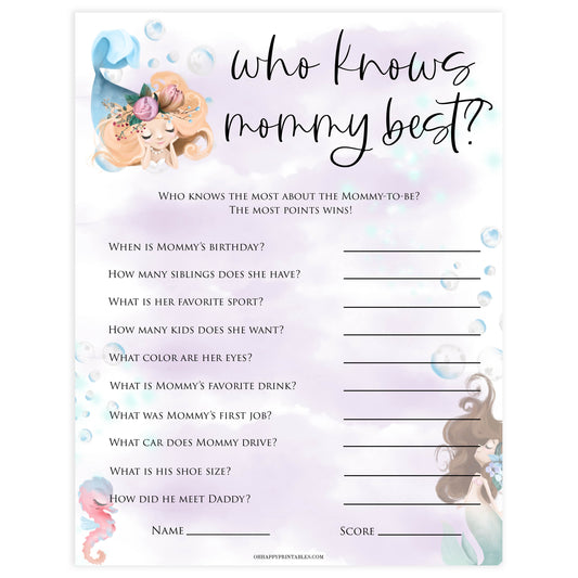 who knows mommy best baby game, Printable baby shower games, little mermaid baby games, baby shower games, fun baby shower ideas, top baby shower ideas, little mermaid baby shower, baby shower games, pink hearts baby shower ideas