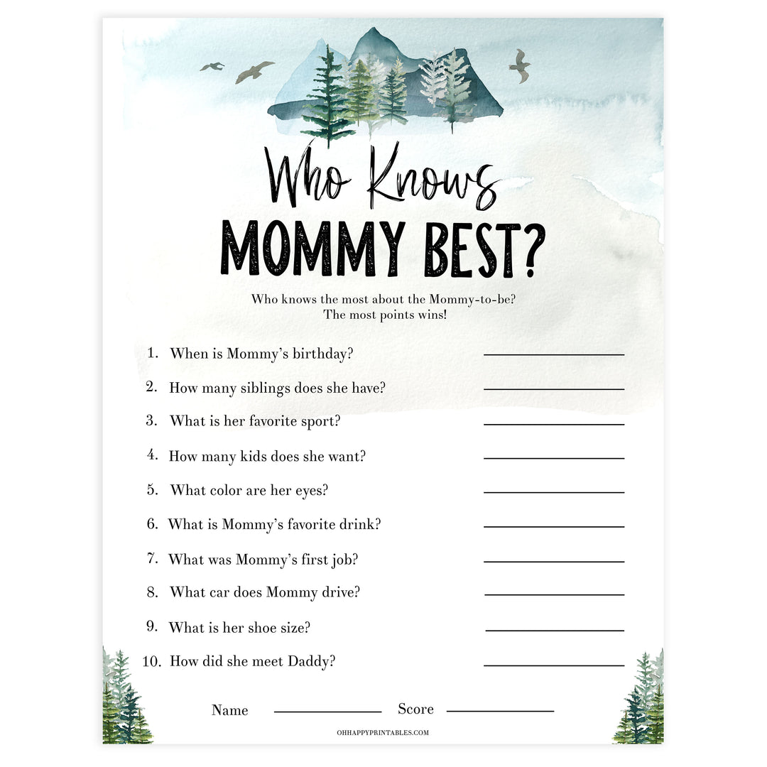 editable who knows mommy best game, Printable baby shower games, adventure awaits baby games, baby shower games, fun baby shower ideas, top baby shower ideas, adventure awaits baby shower, baby shower games, fun adventure baby shower ideas