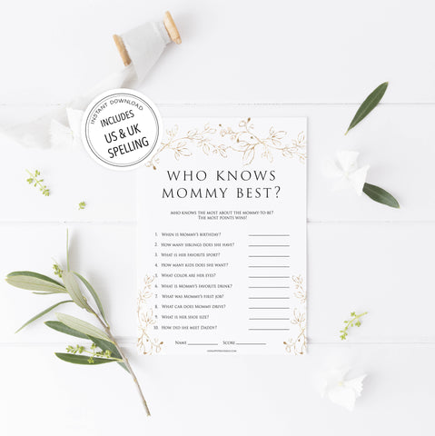 who knows mommy best baby game, Printable baby shower games, gold leaf baby games, baby shower games, fun baby shower ideas, top baby shower ideas, gold leaf baby shower, baby shower games, fun gold leaf baby shower ideas
