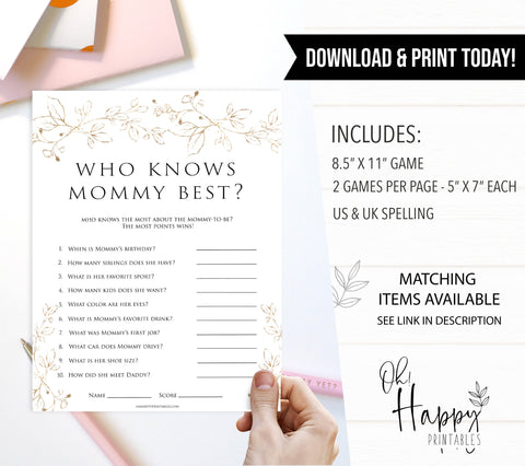 who knows mommy best baby game, Printable baby shower games, gold leaf baby games, baby shower games, fun baby shower ideas, top baby shower ideas, gold leaf baby shower, baby shower games, fun gold leaf baby shower ideas