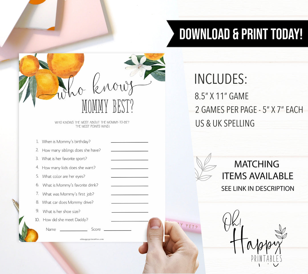who knows mommy best baby game, Printable baby shower games, little cutie baby games, baby shower games, fun baby shower ideas, top baby shower ideas, little cutie baby shower, baby shower games, fun little cutie baby shower ideas, citrus baby shower games, citrus baby shower, orange baby shower