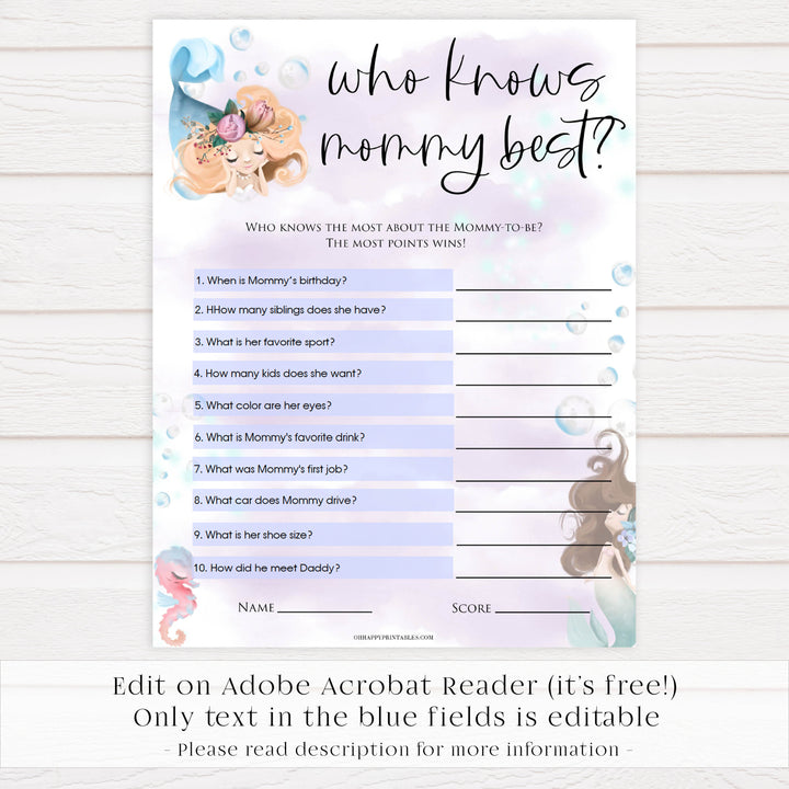 who knows mommy best baby game, Printable baby shower games, little mermaid baby games, baby shower games, fun baby shower ideas, top baby shower ideas, little mermaid baby shower, baby shower games, pink hearts baby shower ideas
