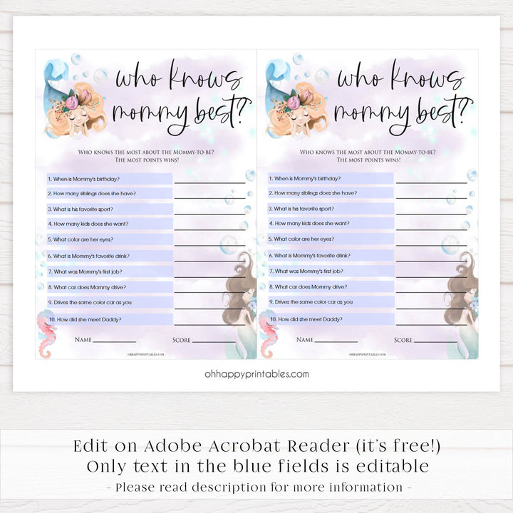 who knows mommy best baby game, Printable baby shower games, little mermaid baby games, baby shower games, fun baby shower ideas, top baby shower ideas, little mermaid baby shower, baby shower games, pink hearts baby shower ideas