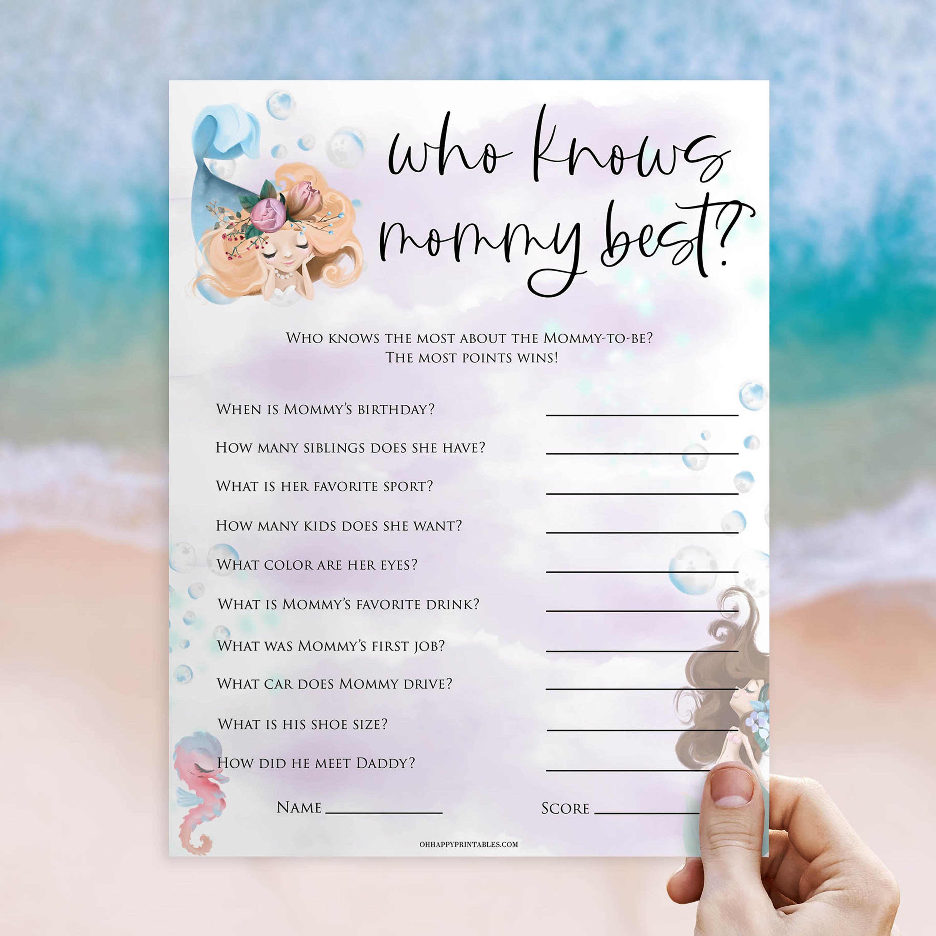 who knows mommy best baby game, Printable baby shower games, little mermaid baby games, baby shower games, fun baby shower ideas, top baby shower ideas, little mermaid baby shower, baby shower games, pink hearts baby shower ideas