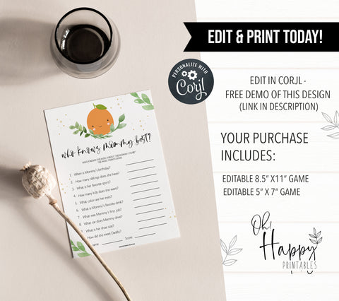 editable who knows mommy best baby shower games, printable baby shower games, little cutie baby shower, fun baby shower games