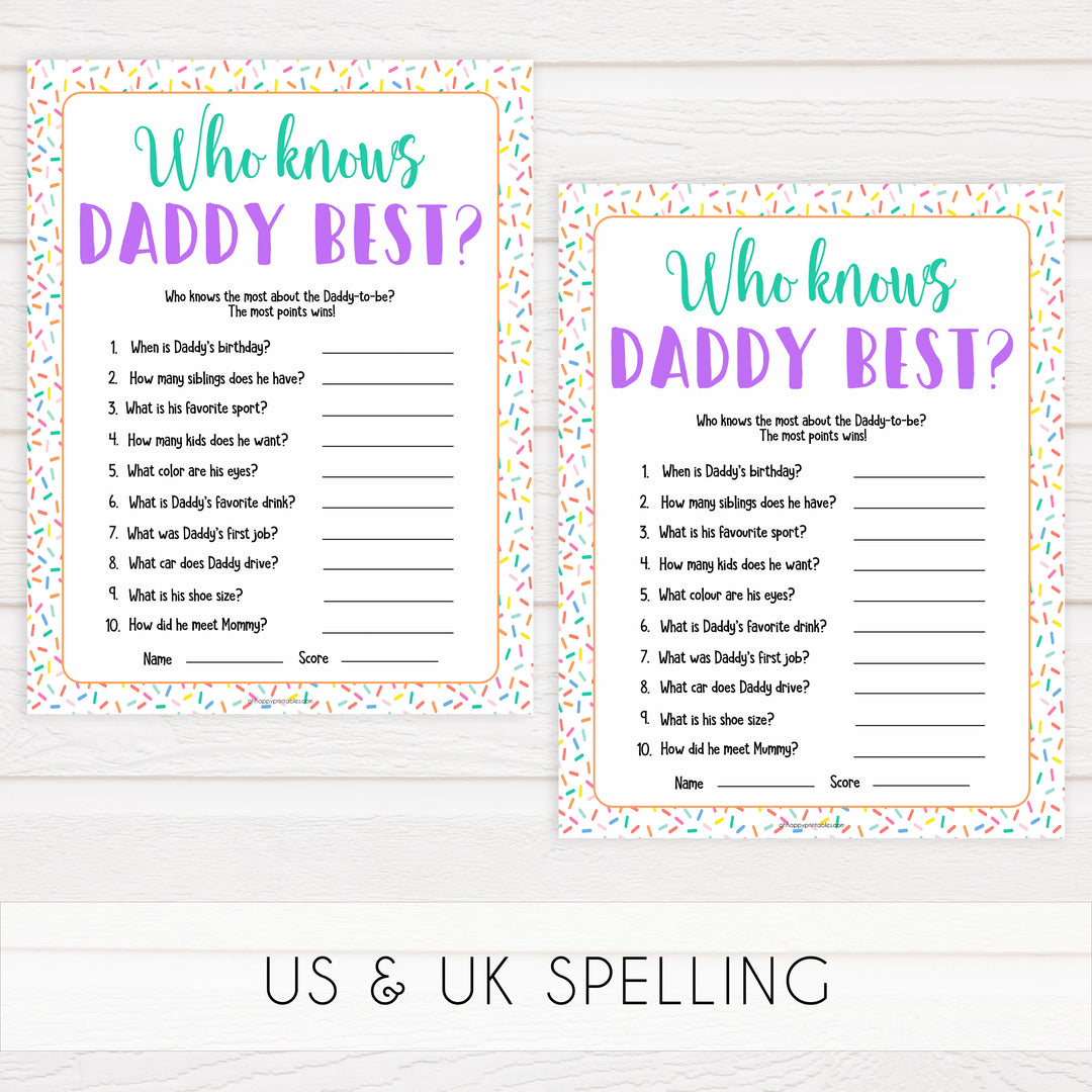 who knows daddy best, Printable baby shower games, baby sprinkle fun baby games, baby shower games, fun baby shower ideas, top baby shower ideas, sprinkle shower baby shower, friends baby shower ideas