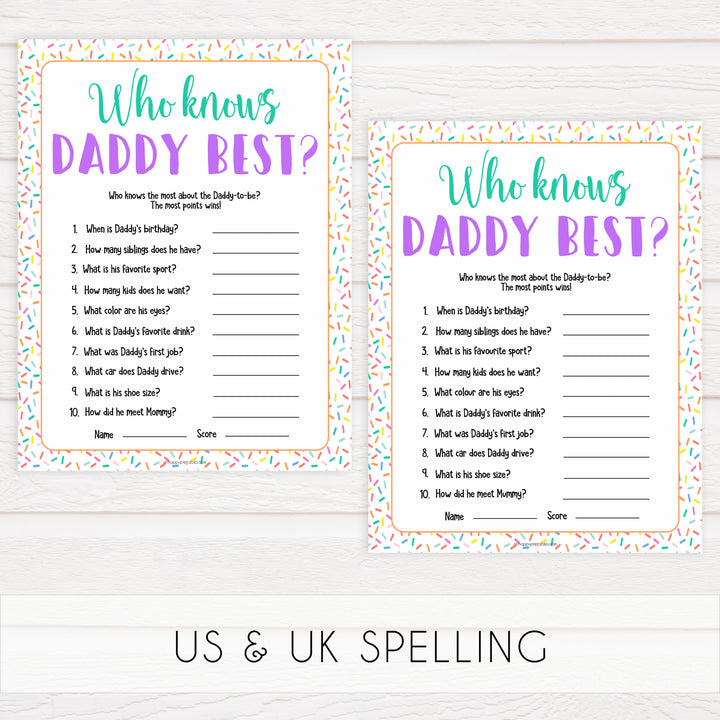 who knows daddy best, Printable baby shower games, baby sprinkle fun baby games, baby shower games, fun baby shower ideas, top baby shower ideas, sprinkle shower baby shower, friends baby shower ideas
