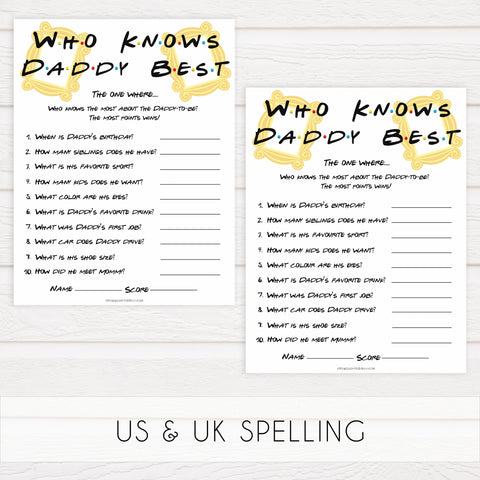 who knows daddy best game, Printable baby shower games, friends fun baby games, baby shower games, fun baby shower ideas, top baby shower ideas, friends baby shower, friends baby shower ideas