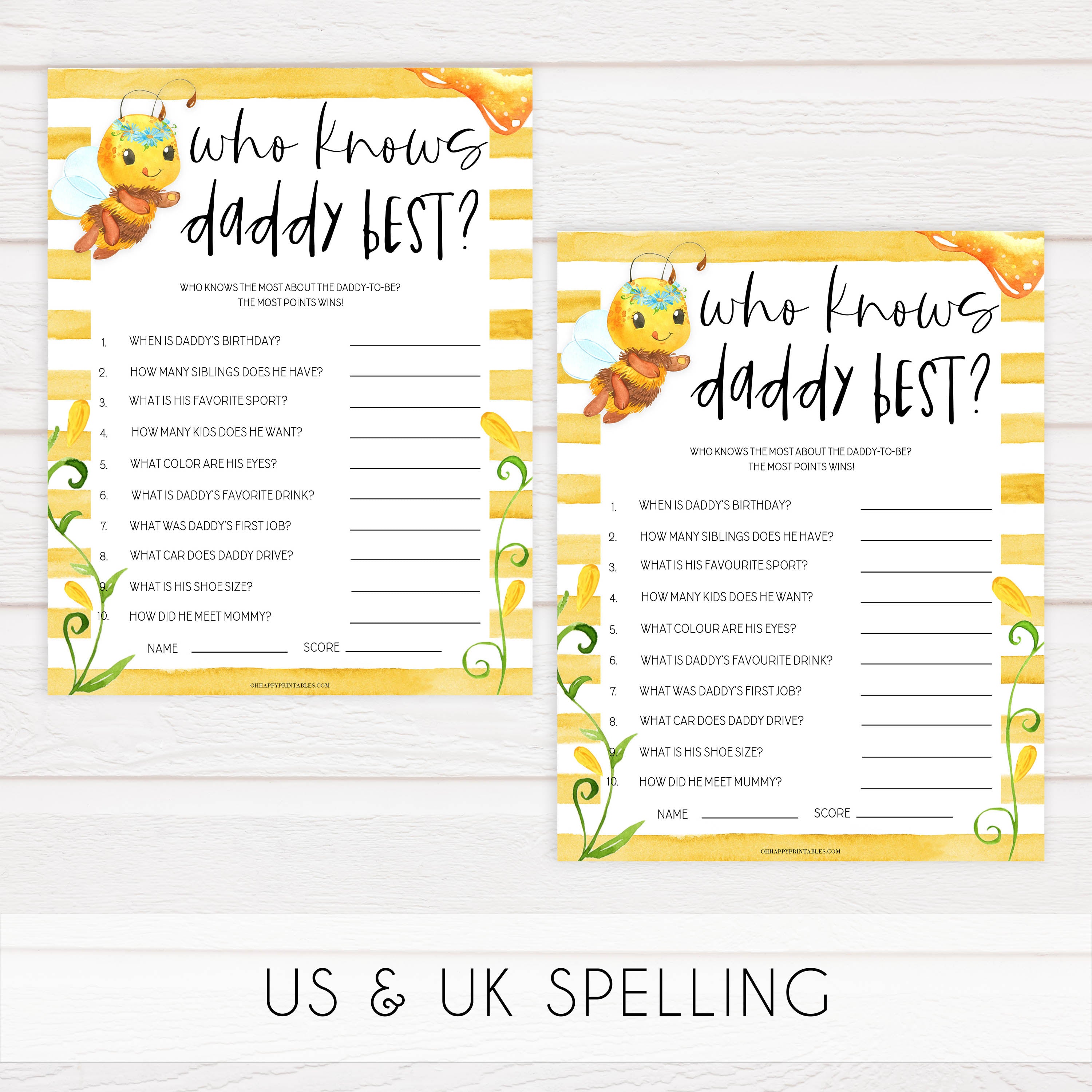 who knows daddy best game, Printable baby shower games, mommy bee fun baby games, baby shower games, fun baby shower ideas, top baby shower ideas, mommy to bee baby shower, friends baby shower ideas