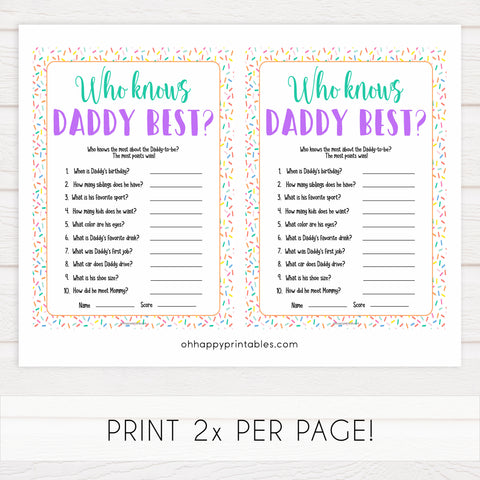 who knows daddy best, Printable baby shower games, baby sprinkle fun baby games, baby shower games, fun baby shower ideas, top baby shower ideas, sprinkle shower baby shower, friends baby shower ideas