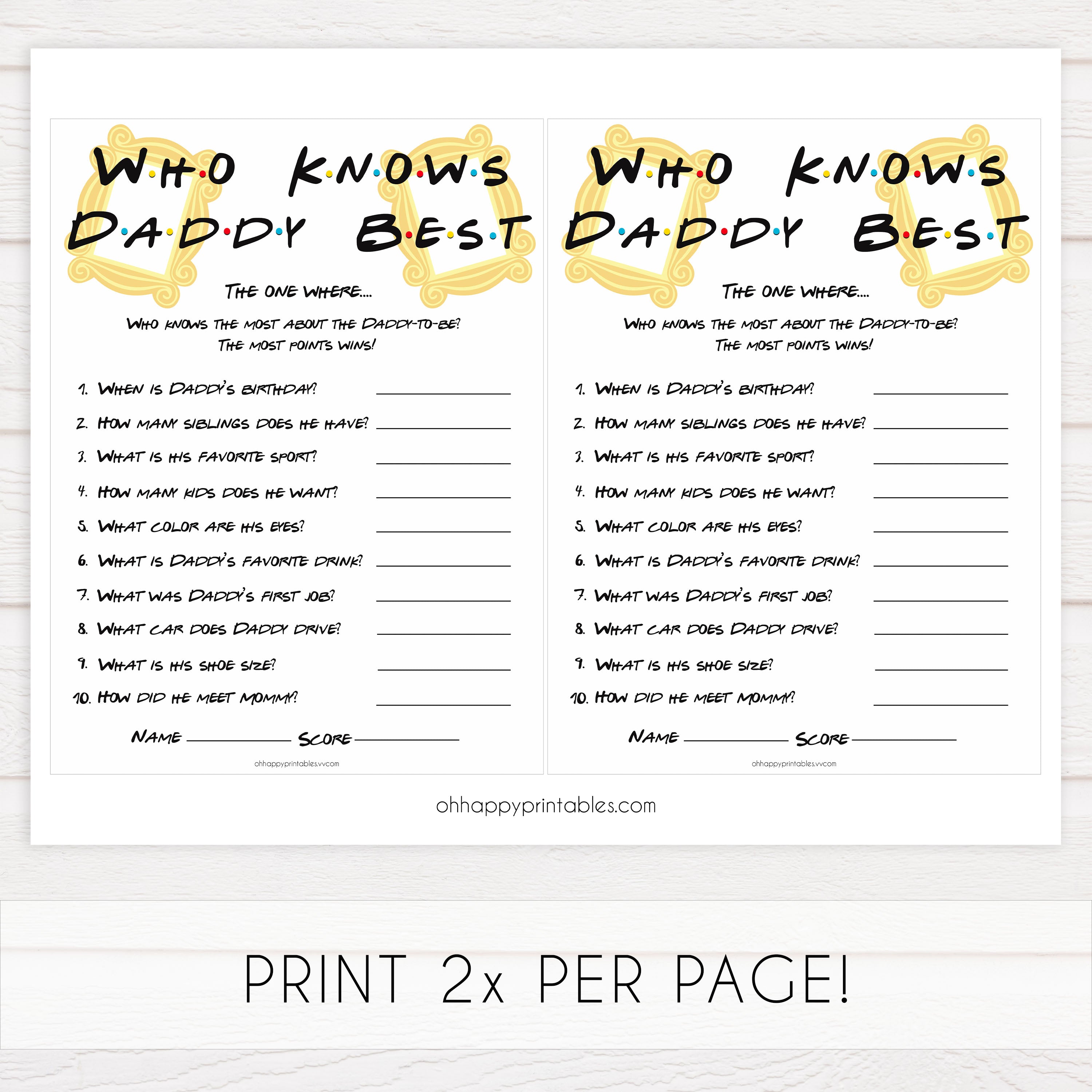 who knows daddy best game, Printable baby shower games, friends fun baby games, baby shower games, fun baby shower ideas, top baby shower ideas, friends baby shower, friends baby shower ideas