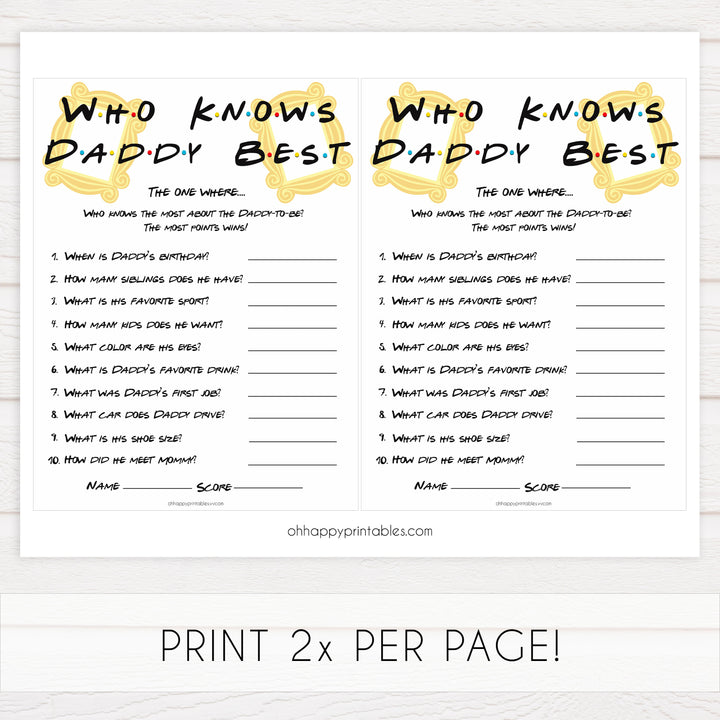 who knows daddy best game, Printable baby shower games, friends fun baby games, baby shower games, fun baby shower ideas, top baby shower ideas, friends baby shower, friends baby shower ideas