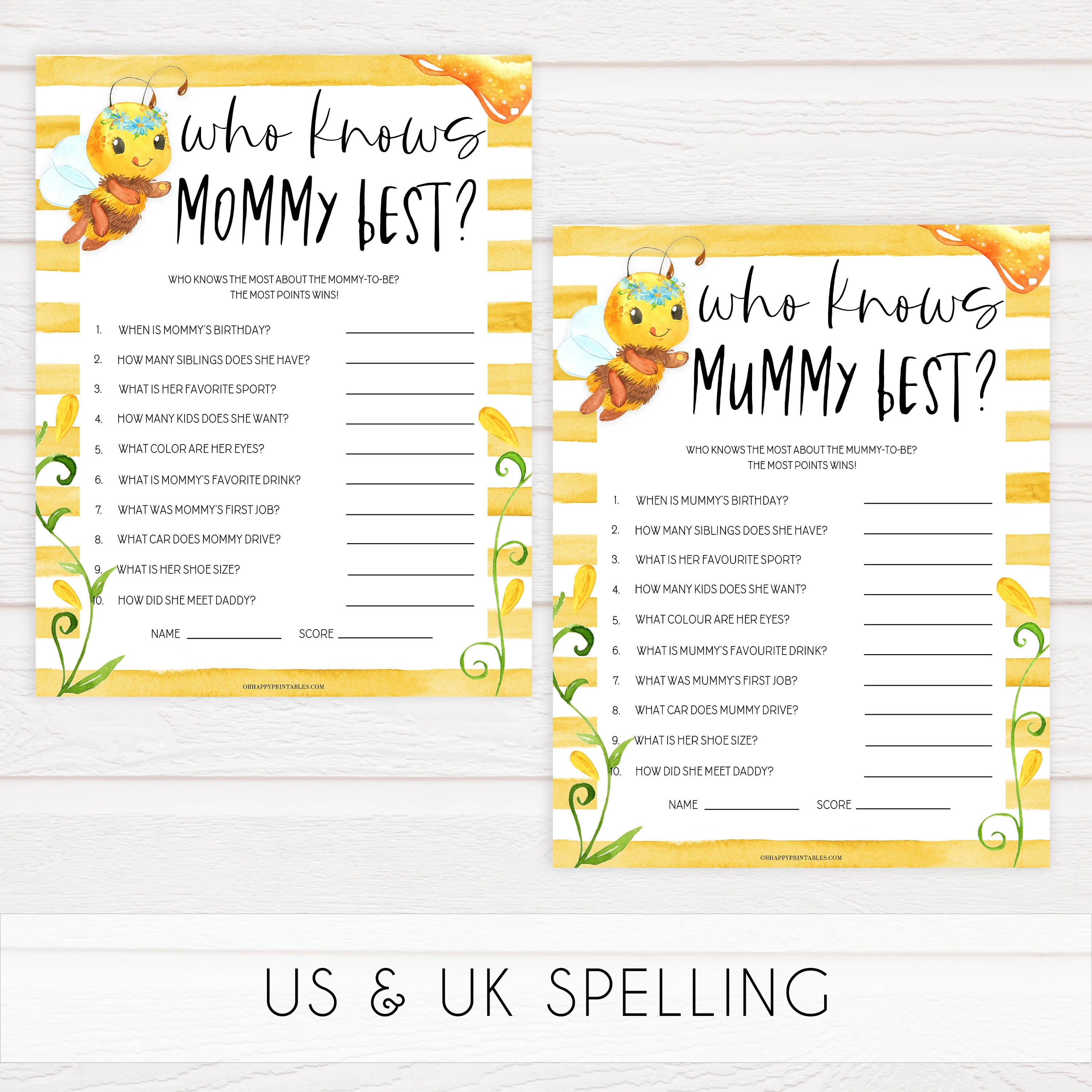 who knows mommy best game, Printable baby shower games, mommy bee fun baby games, baby shower games, fun baby shower ideas, top baby shower ideas, mommy to bee baby shower, friends baby shower ideas