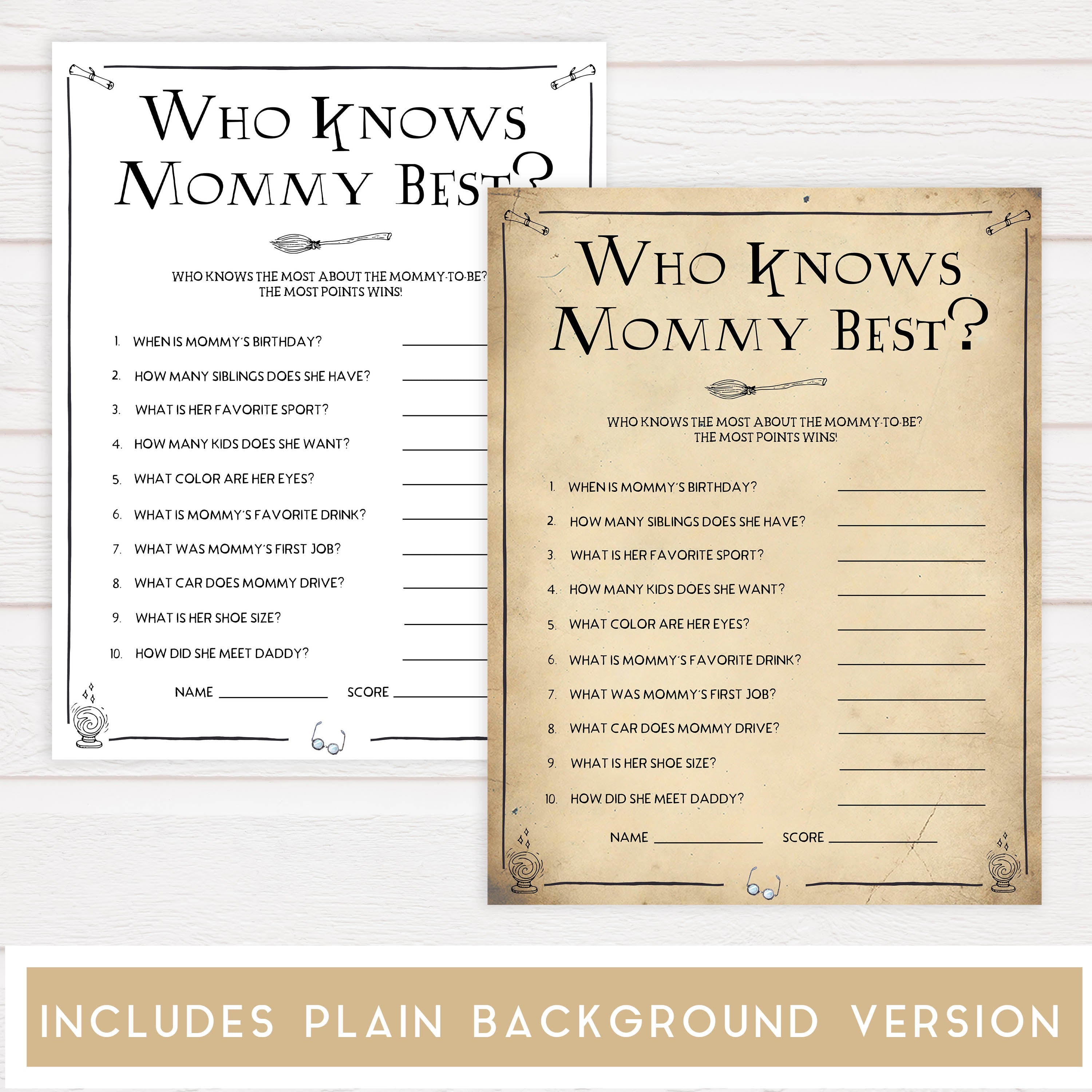 Who Knows Mummy Best Baby Game, Wizard baby shower games, printable baby shower games, Harry Potter baby games, Harry Potter baby shower, fun baby shower games,  fun baby ideas