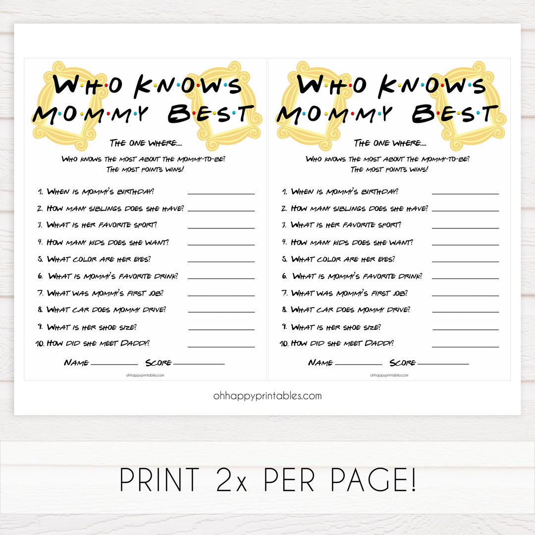 who knows mommy best game, Printable baby shower games, friends fun baby games, baby shower games, fun baby shower ideas, top baby shower ideas, friends baby shower, friends baby shower ideas