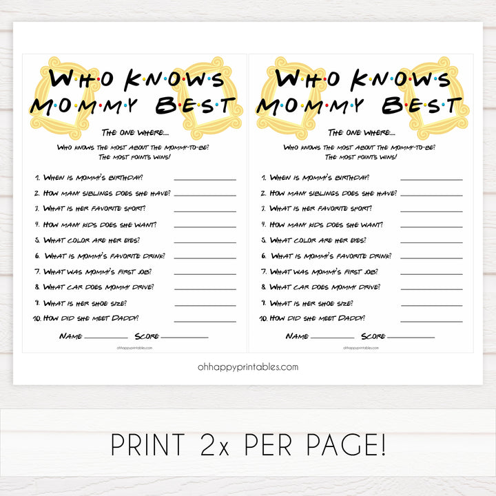 who knows mommy best game, Printable baby shower games, friends fun baby games, baby shower games, fun baby shower ideas, top baby shower ideas, friends baby shower, friends baby shower ideas