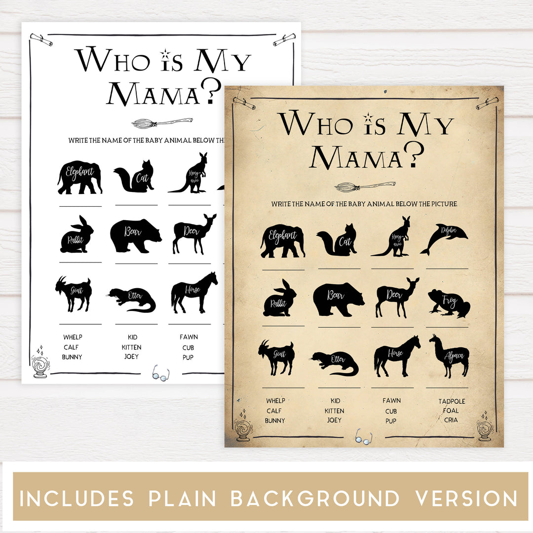 Who is My Mama Baby Game, Wizard baby shower games, printable baby shower games, Harry Potter baby games, Harry Potter baby shower, fun baby shower games,  fun baby ideas