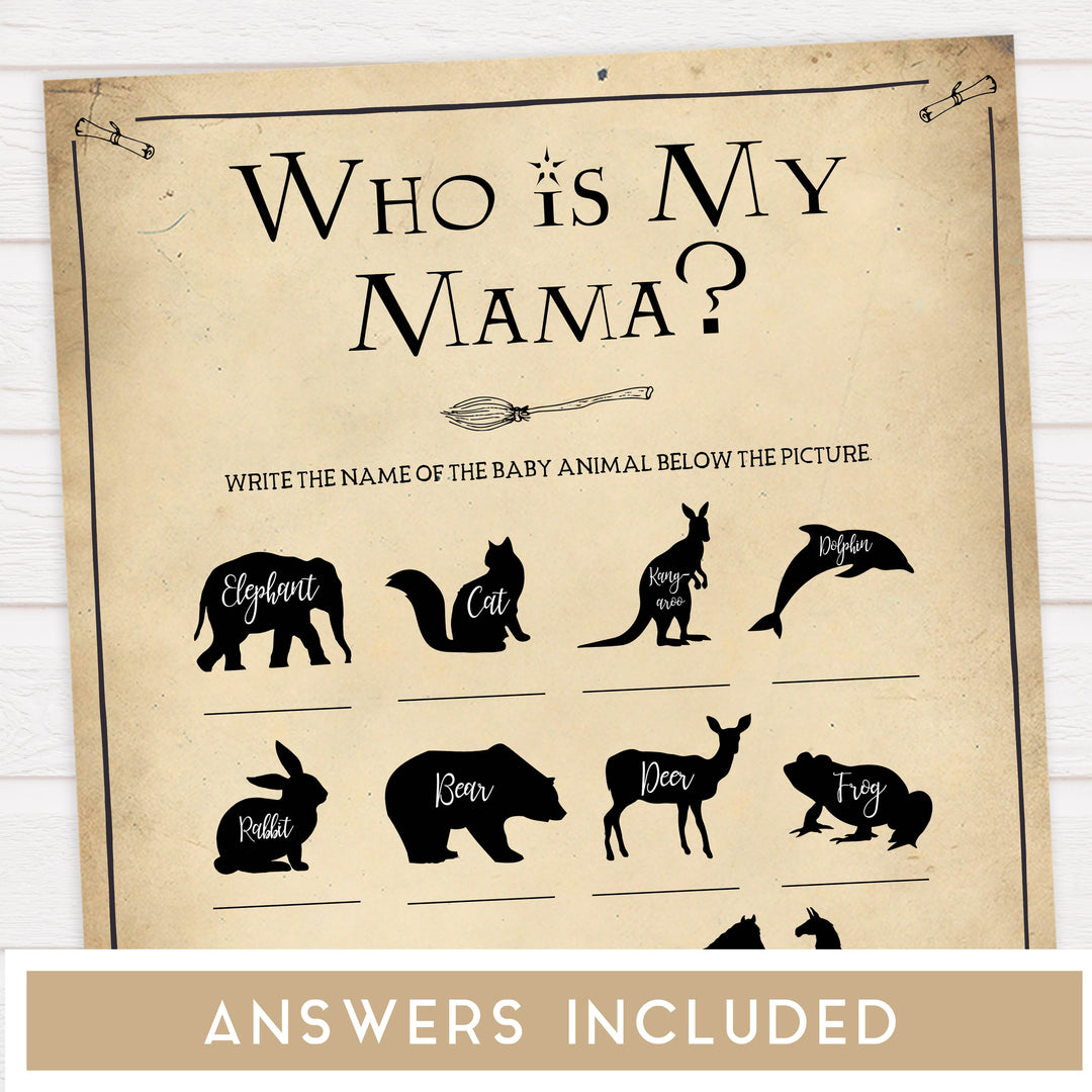 Who is My Mama Baby Game, Wizard baby shower games, printable baby shower games, Harry Potter baby games, Harry Potter baby shower, fun baby shower games,  fun baby ideas