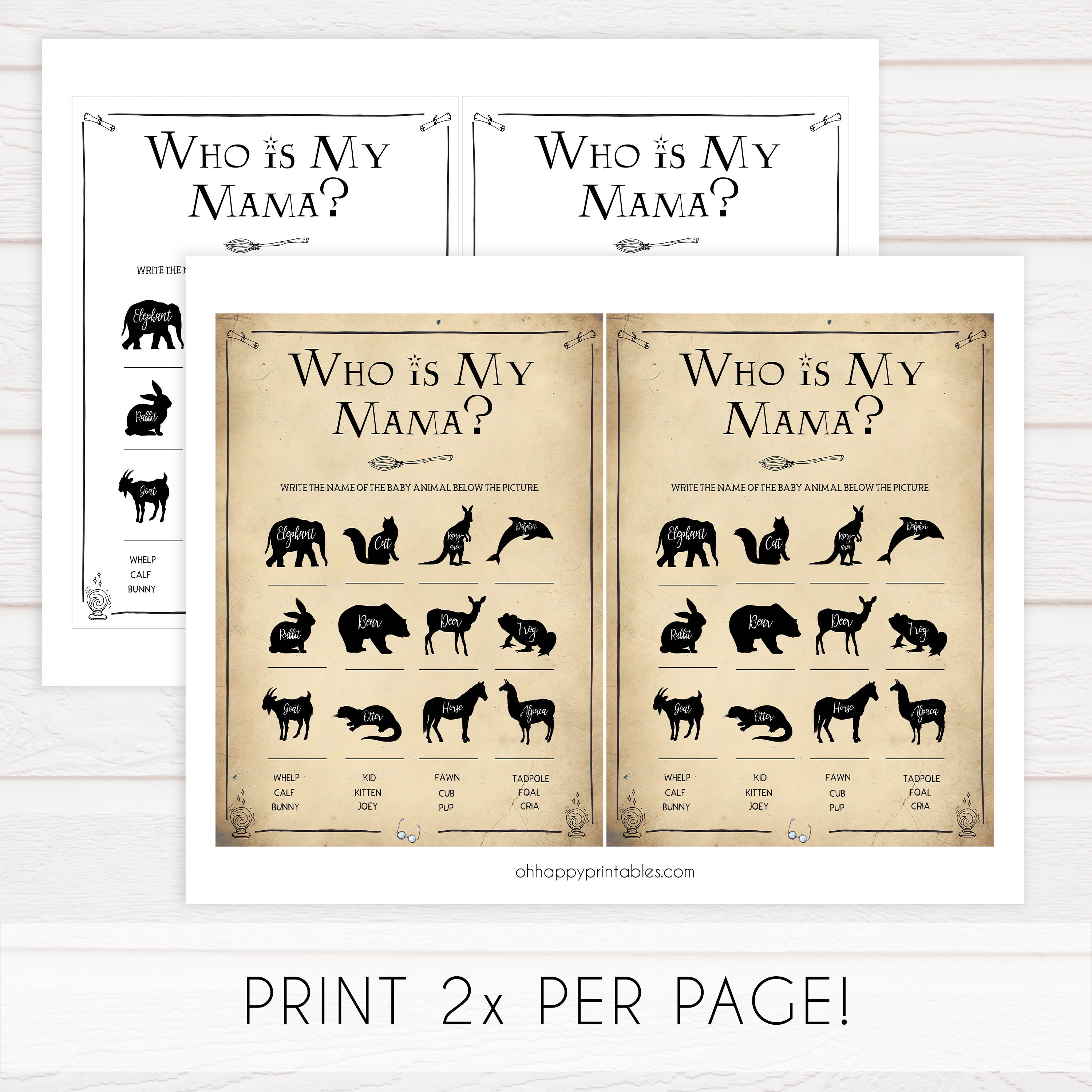 Who is My Mama Baby Game, Wizard baby shower games, printable baby shower games, Harry Potter baby games, Harry Potter baby shower, fun baby shower games,  fun baby ideas