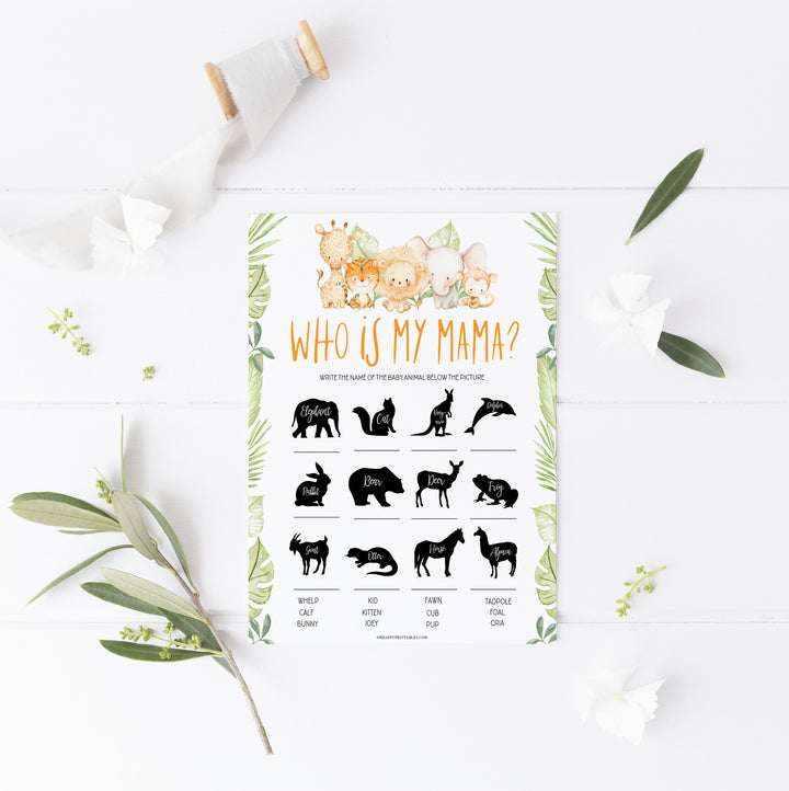 who is my mama baby game, Printable baby shower games, safari animals baby games, baby shower games, fun baby shower ideas, top baby shower ideas, safari animals baby shower, baby shower games, fun baby shower ideas