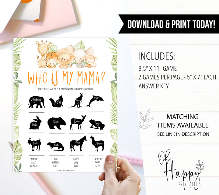 who is my mama baby game, Printable baby shower games, safari animals baby games, baby shower games, fun baby shower ideas, top baby shower ideas, safari animals baby shower, baby shower games, fun baby shower ideas