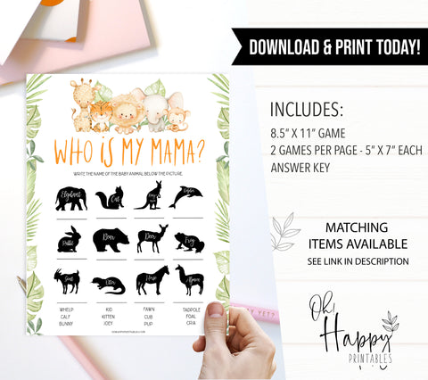 who is my mama baby game, Printable baby shower games, safari animals baby games, baby shower games, fun baby shower ideas, top baby shower ideas, safari animals baby shower, baby shower games, fun baby shower ideas