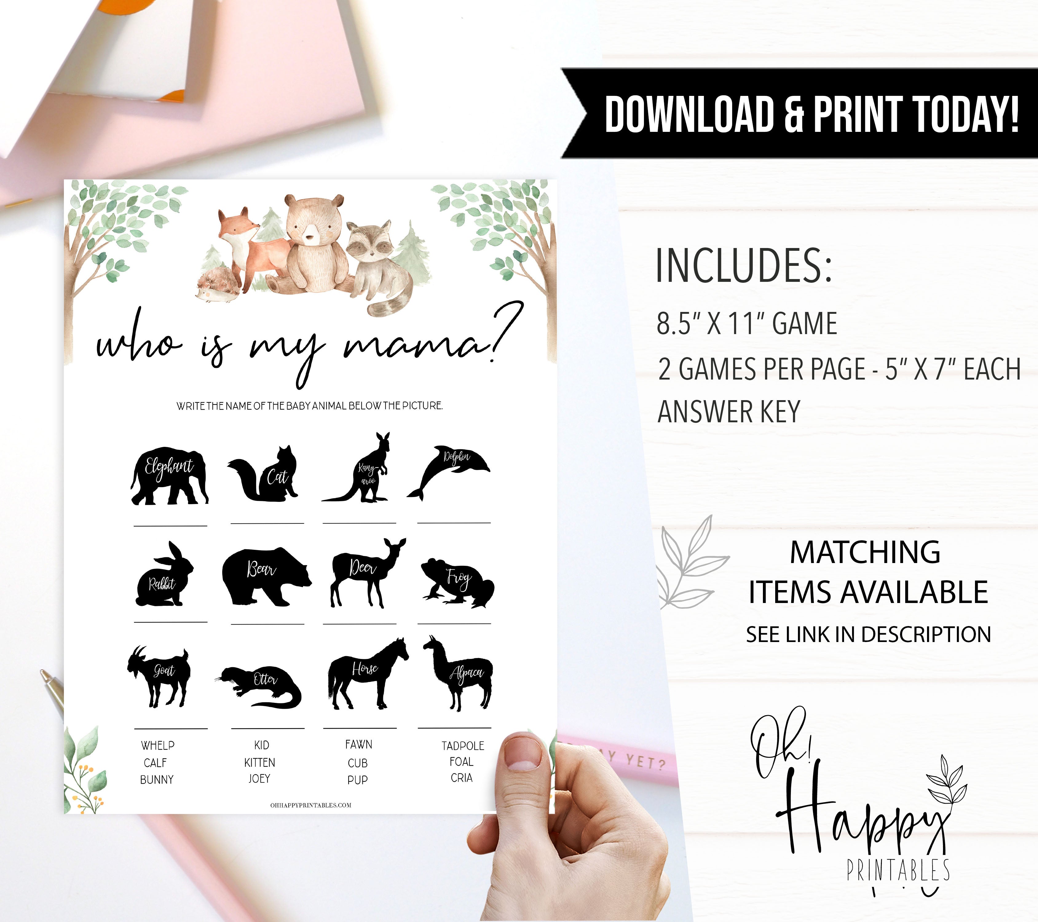 who is my mama baby shower game, Printable baby shower games, woodland animals baby games, baby shower games, fun baby shower ideas, top baby shower ideas, woodland baby shower, baby shower games, fun woodland animals baby shower ideas