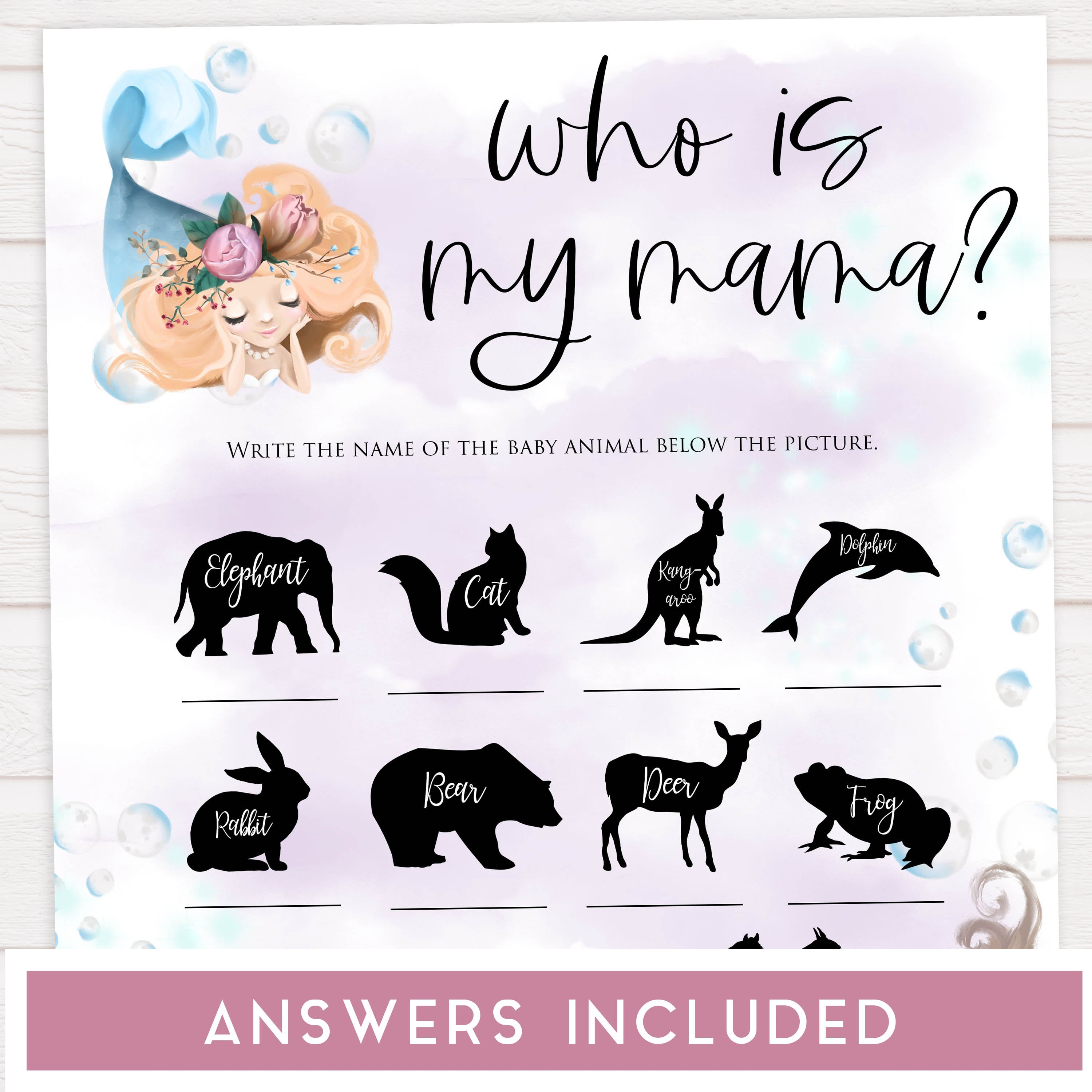 who is my mama baby shower game, Printable baby shower games, little mermaid baby games, baby shower games, fun baby shower ideas, top baby shower ideas, little mermaid baby shower, baby shower games, pink hearts baby shower ideas