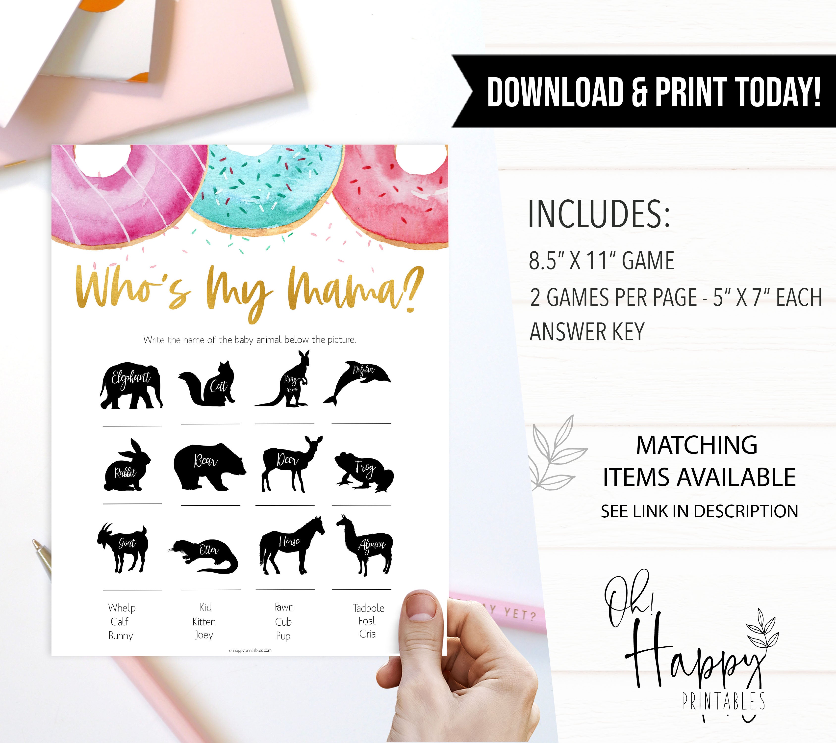 who is my mama baby game, Printable baby shower games, donut baby games, baby shower games, fun baby shower ideas, top baby shower ideas, donut sprinkles baby shower, baby shower games, fun donut baby shower ideas