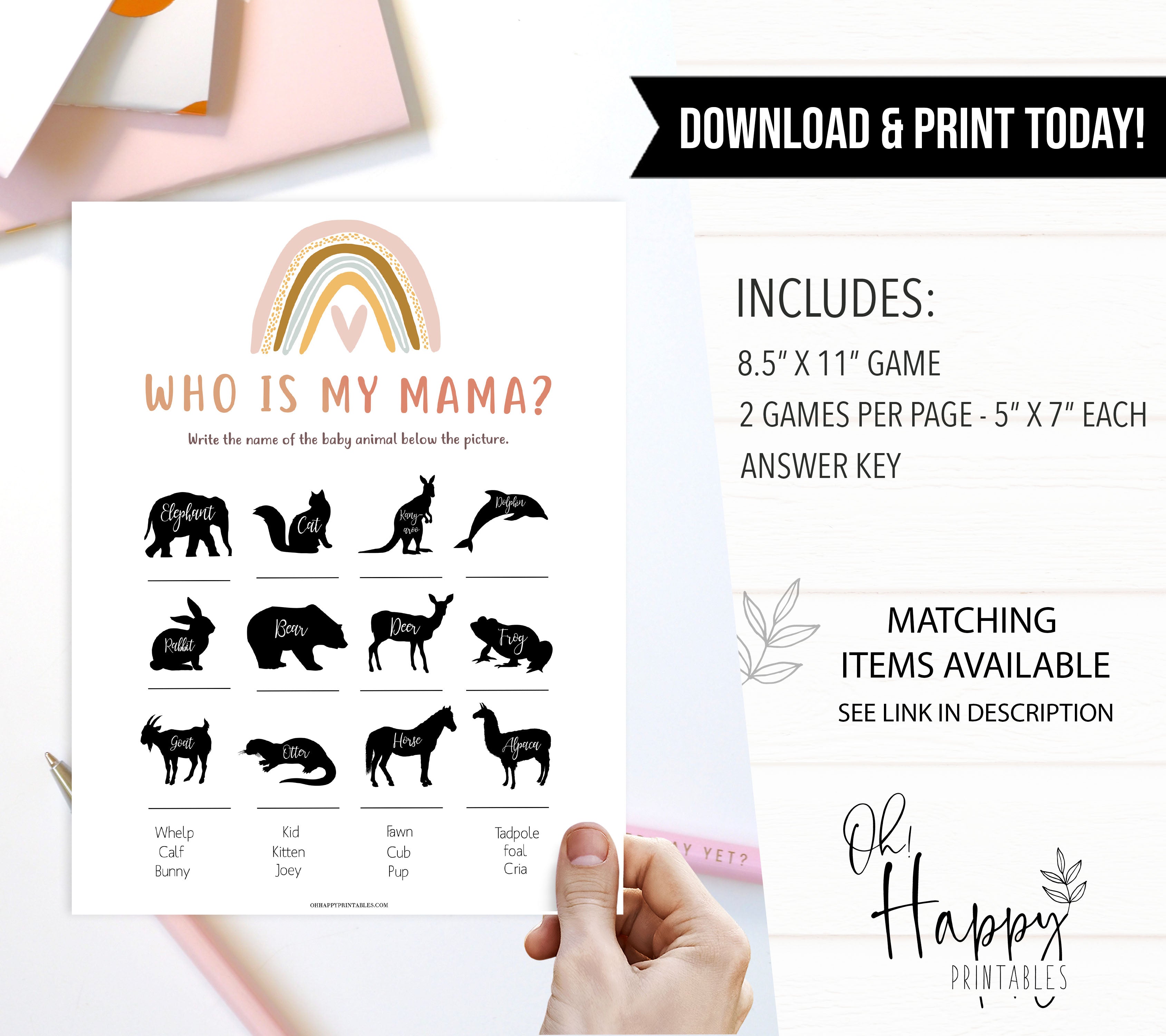 who is my mama baby shower game, Printable baby shower games, boho rainbow baby games, baby shower games, fun baby shower ideas, top baby shower ideas, boho rainbow baby shower, baby shower games, fun boho rainbow baby shower ideas