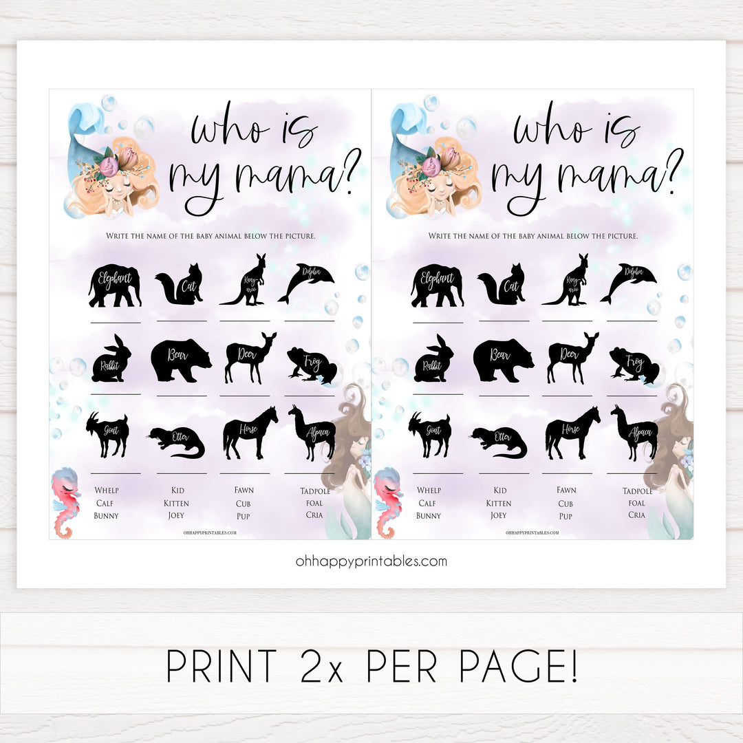 who is my mama baby shower game, Printable baby shower games, little mermaid baby games, baby shower games, fun baby shower ideas, top baby shower ideas, little mermaid baby shower, baby shower games, pink hearts baby shower ideas
