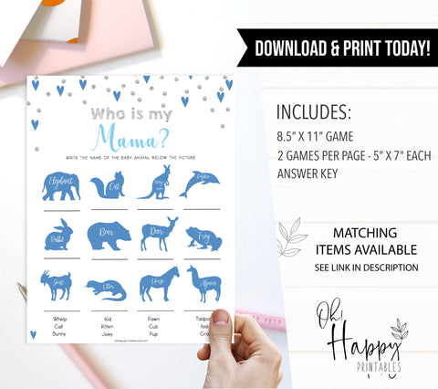 Who Is My Mama Game - Small Blue Hearts