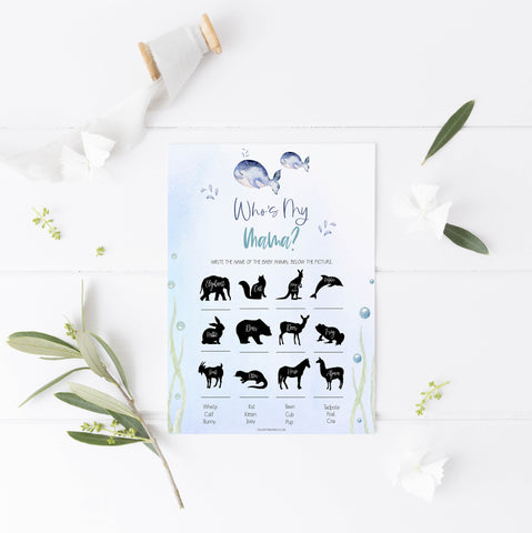 who is my mama baby shower game, Printable baby shower games, whale baby games, baby shower games, fun baby shower ideas, top baby shower ideas, whale baby shower, baby shower games, fun whale baby shower ideas