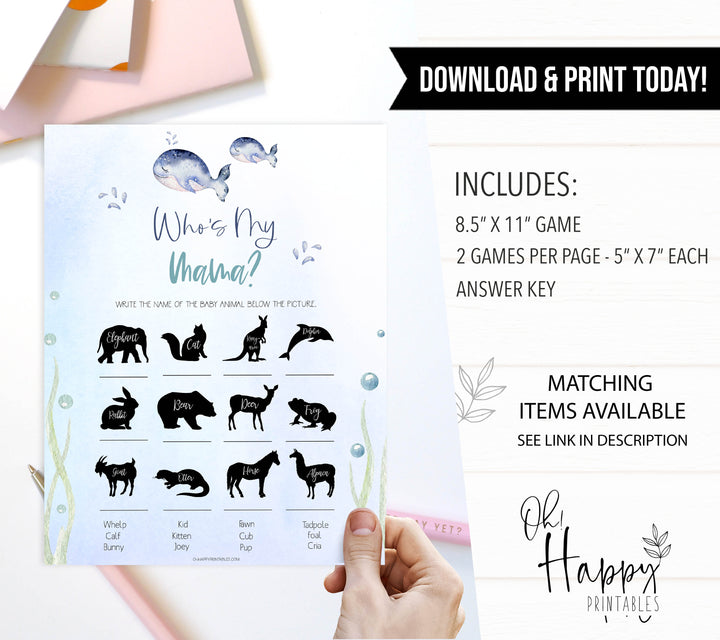 who is my mama baby shower game, Printable baby shower games, whale baby games, baby shower games, fun baby shower ideas, top baby shower ideas, whale baby shower, baby shower games, fun whale baby shower ideas