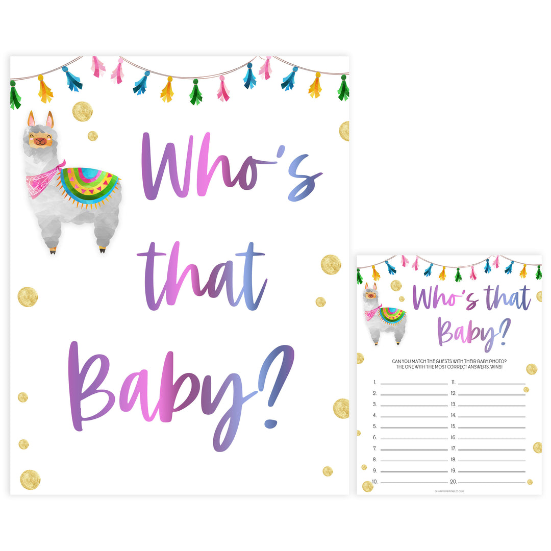 who's that baby game, guess the baby pictures game, Printable baby shower games, llama fiesta fun baby games, baby shower games, fun baby shower ideas, top baby shower ideas, Llama fiesta shower baby shower, fiesta baby shower ideas