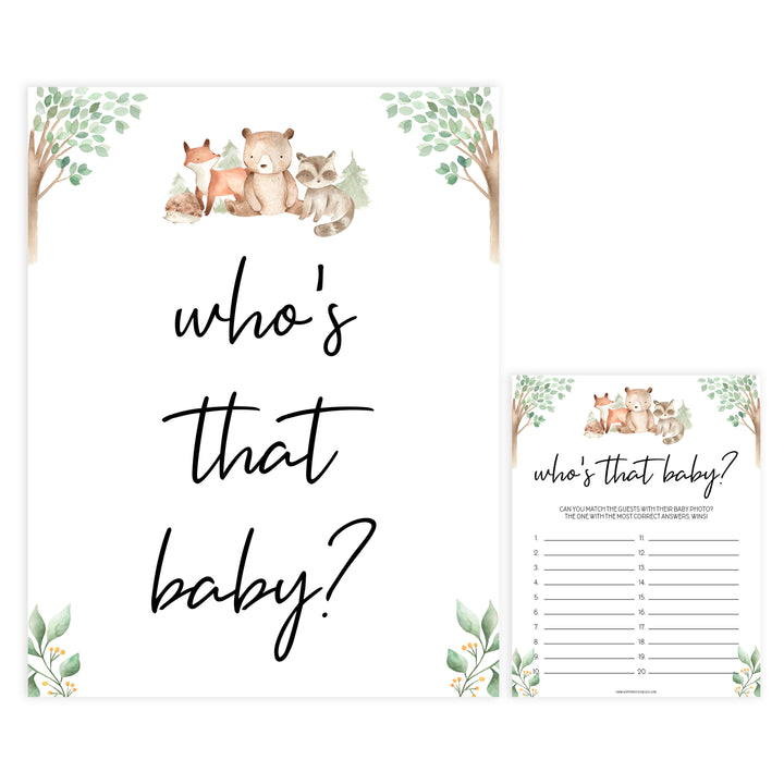 who's that baby game, Printable baby shower games, woodland animals baby games, baby shower games, fun baby shower ideas, top baby shower ideas, woodland baby shower, baby shower games, fun woodland animals baby shower ideas
