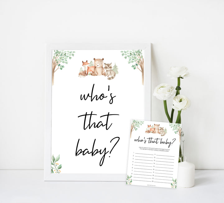 who's that baby game, Printable baby shower games, woodland animals baby games, baby shower games, fun baby shower ideas, top baby shower ideas, woodland baby shower, baby shower games, fun woodland animals baby shower ideas