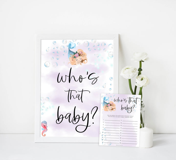 whos that baby game, guess the baby picture game, Printable baby shower games, little mermaid baby games, baby shower games, fun baby shower ideas, top baby shower ideas, little mermaid baby shower, baby shower games, pink hearts baby shower ideas
