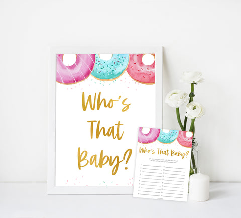 who's that baby game, Printable baby shower games, donut baby games, baby shower games, fun baby shower ideas, top baby shower ideas, donut sprinkles baby shower, baby shower games, fun donut baby shower ideas