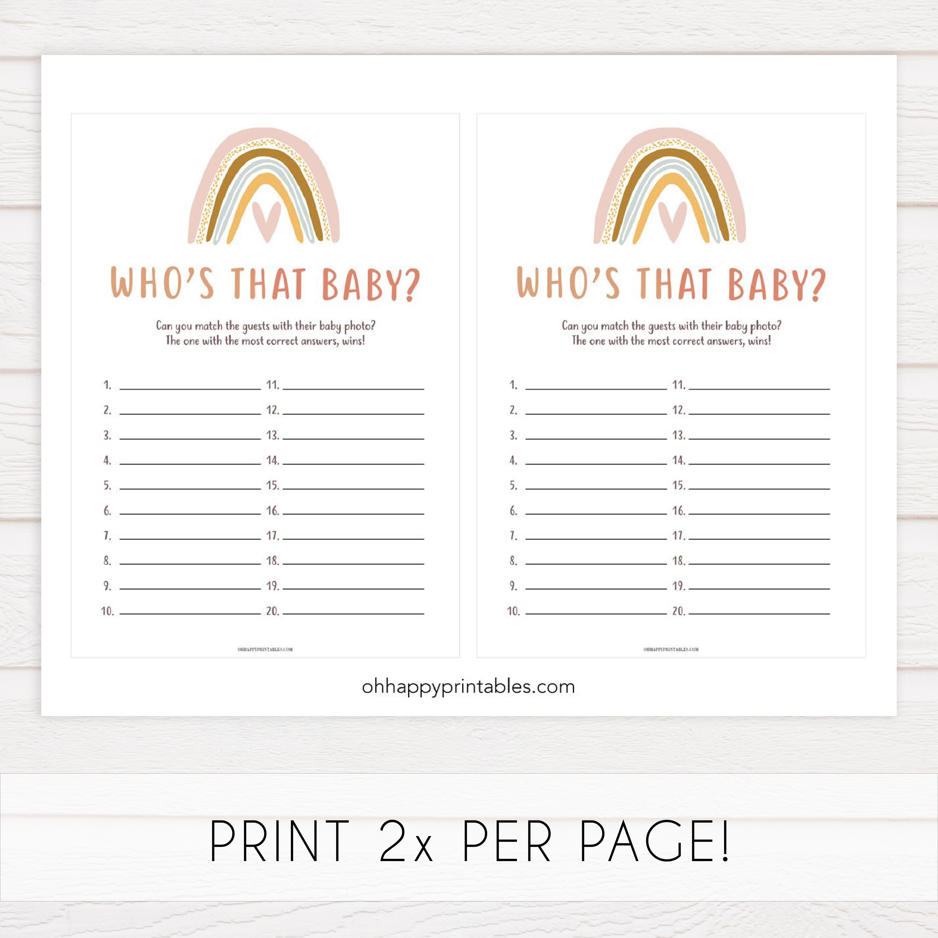 whos that baby game, Printable baby shower games, boho rainbow baby games, baby shower games, fun baby shower ideas, top baby shower ideas, boho rainbow baby shower, baby shower games, fun boho rainbow baby shower ideas