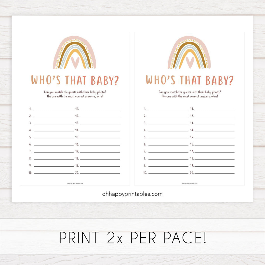whos that baby game, Printable baby shower games, boho rainbow baby games, baby shower games, fun baby shower ideas, top baby shower ideas, boho rainbow baby shower, baby shower games, fun boho rainbow baby shower ideas