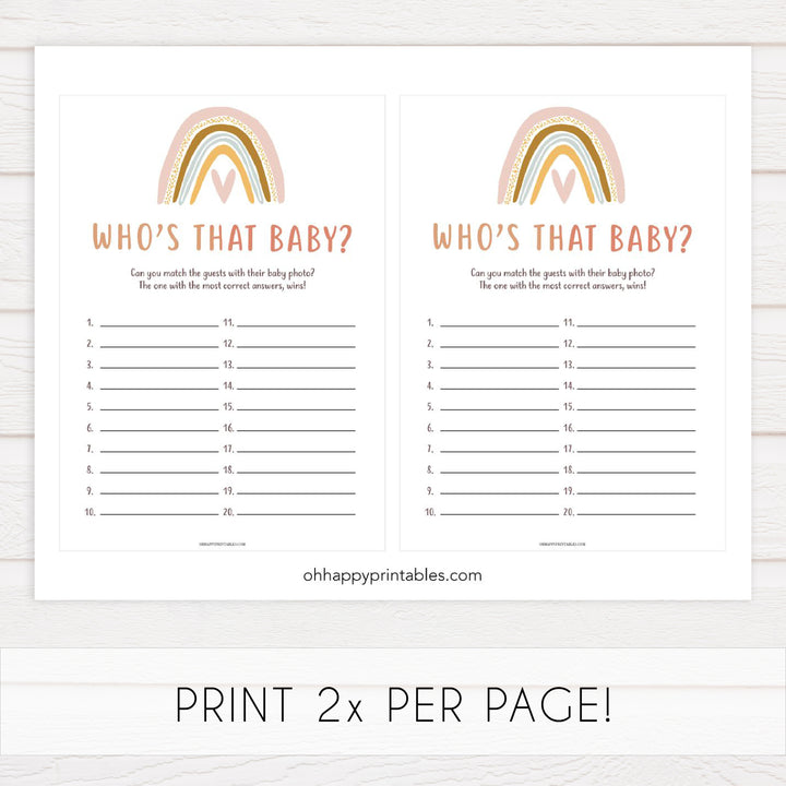 whos that baby game, Printable baby shower games, boho rainbow baby games, baby shower games, fun baby shower ideas, top baby shower ideas, boho rainbow baby shower, baby shower games, fun boho rainbow baby shower ideas