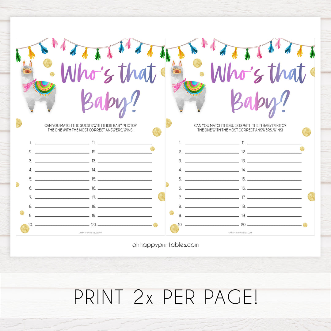 who's that baby game, guess the baby pictures game, Printable baby shower games, llama fiesta fun baby games, baby shower games, fun baby shower ideas, top baby shower ideas, Llama fiesta shower baby shower, fiesta baby shower ideas