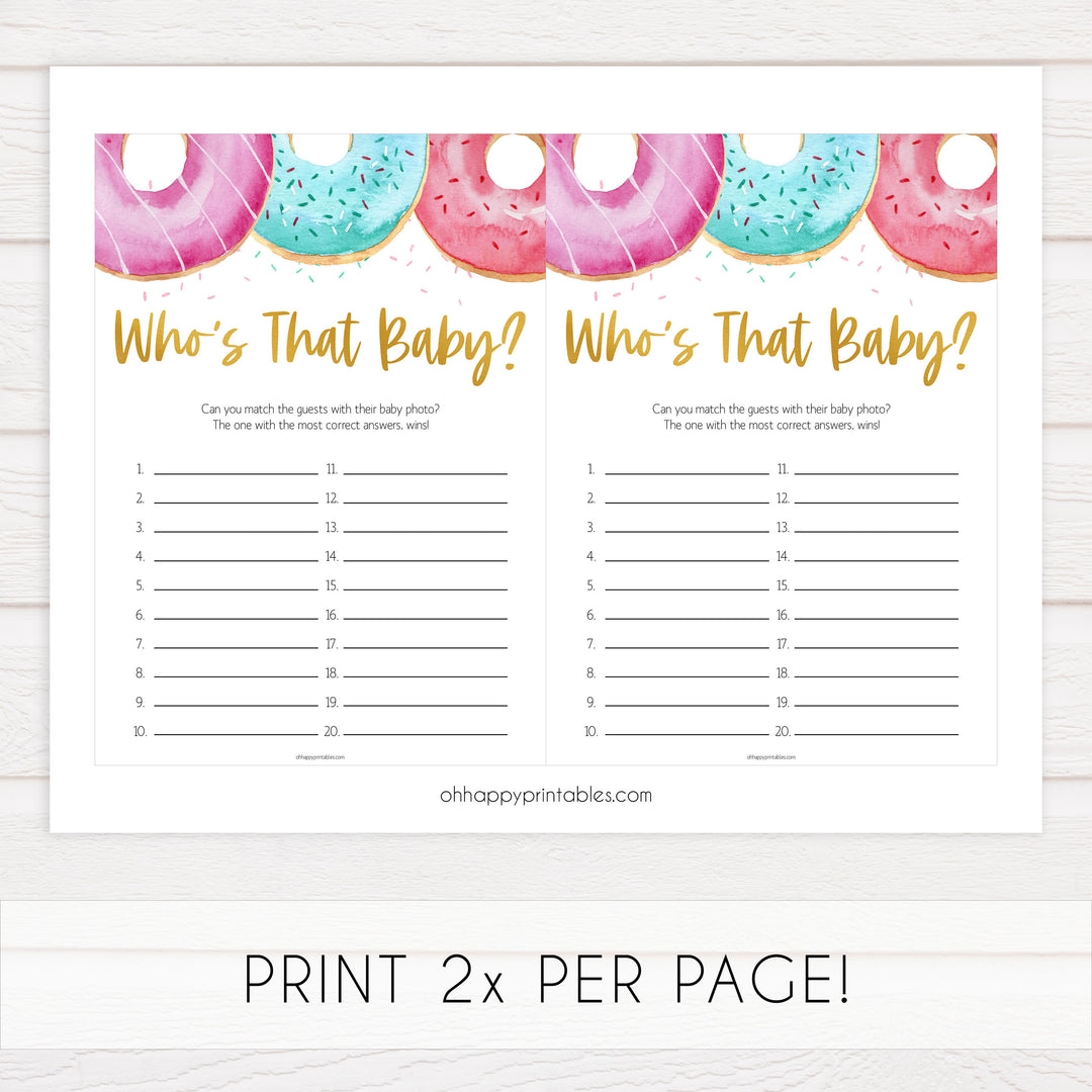 who's that baby game, Printable baby shower games, donut baby games, baby shower games, fun baby shower ideas, top baby shower ideas, donut sprinkles baby shower, baby shower games, fun donut baby shower ideas