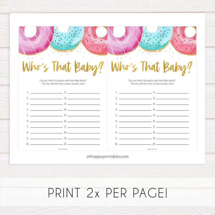 who's that baby game, Printable baby shower games, donut baby games, baby shower games, fun baby shower ideas, top baby shower ideas, donut sprinkles baby shower, baby shower games, fun donut baby shower ideas