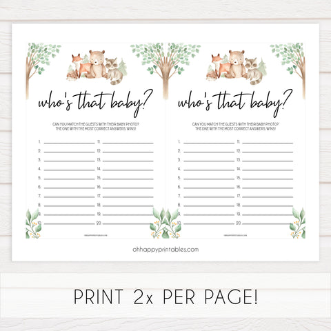 who's that baby game, Printable baby shower games, woodland animals baby games, baby shower games, fun baby shower ideas, top baby shower ideas, woodland baby shower, baby shower games, fun woodland animals baby shower ideas